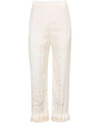 Semicouture - Floral-embroidered Straight Trousers - Lyst