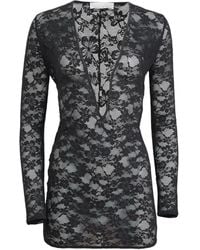 Fleur du Mal - Le Stretch Lace Plunge Mini Dress - Lyst