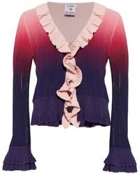 CASABLANCA - Gradient-Effect Ruffled Cardigan - Lyst