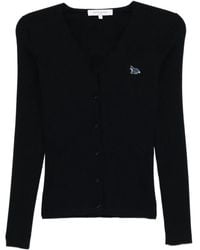 Maison Kitsuné - Baby Fox-Patch Ribbed Cardigan - Lyst