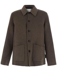 Grifoni - Button-Fastening Brushed Coat - Lyst