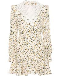 Alessandra Rich - Mini -Kleid mit Spitzenkragen - Lyst