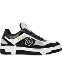 Philipp Plein - Crystal-Embellished Crocodile-Effect Sneakers - Lyst