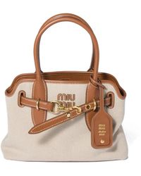 Miu Miu - Aventure Canvas And Leather Bag - Lyst
