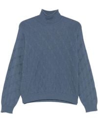 Emporio Armani - High-Neck Diamond-Pattern Sweater - Lyst