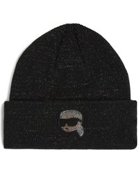 KARL LAGERFELD - Rhinestone-Embellished Lurex Beanie - Lyst