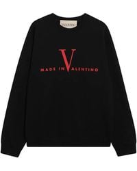 Valentino Garavani - Cotton Crewneck Sweatshirt With Made - Lyst