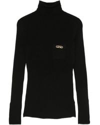 Elisabetta Franchi - Ribbed High Neck Sweater - Lyst
