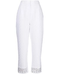 Shiatzy Chen - Embroidered-Pearl Cropped Trousers - Lyst
