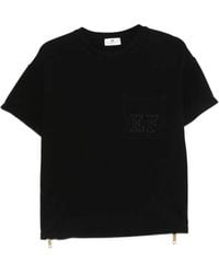 Elisabetta Franchi - Logo-Patch Zip-Detail T-Shirt - Lyst