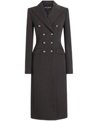 Dolce & Gabbana - Virgin Wool Logo-Button Overcoat - Lyst
