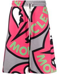 Moncler - Bermudas Con Logo Estampado - Lyst