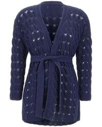 Kangra - Cardigan Ceinturé En Maille Torsadé - Lyst
