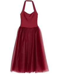Atu Body Couture - Halterneck Tulle-Skirt Midi Dress - Lyst