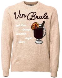 MC2 Saint Barth - Pull À Col Rond En Maille Intarsia Vin Brulé Et Broderie - Lyst