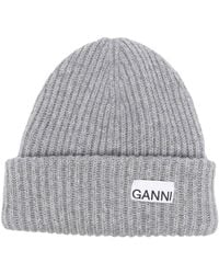 Ganni - Logo Wool Beanie - Lyst