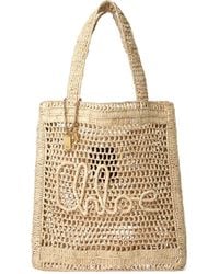 Chloé - Summer Banana Logo-Detail Raffia Tote Bag - Lyst