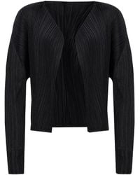Pleats Please Issey Miyake - Pleated Open-Front Cardigan - Lyst