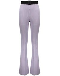 Ellery - Belted Ribbed-Knit Trousers - Lyst