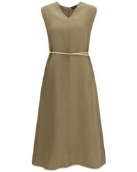Fabiana Filippi - V-Neck Belted Midi Dress - Lyst