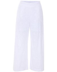 Twinset - Floral-Embroidered Wide-Leg Trousers - Lyst