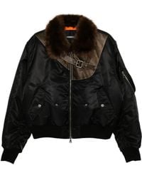 ANDERSSON BELL - Faux-fur Collar Leather-patch Bomber Jacket - Lyst