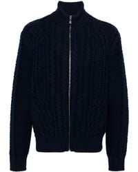 Versace - Cable-knit Virgin Wool Cardigan - Lyst