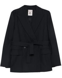 Semicouture - Blazer Ceinturé À Boutonnière Croisée - Lyst