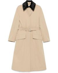 Nanushka - Belted Fur-Collar Coat - Lyst