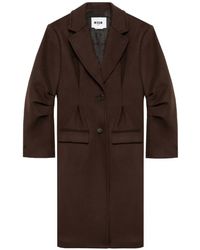 MSGM - Pleated-Sleeve Notched-Lapels Coat - Lyst