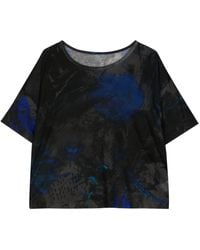 Y's Yohji Yamamoto - Floral-Print Cropped T-Shirt - Lyst