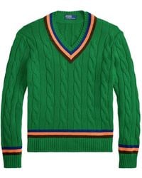 Polo Ralph Lauren - Cable-Knit Wool-Cotton Cricket Jumper - Lyst