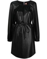 BOSS - Faux-leather Belted Dress - Lyst
