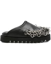 Toga - Chain-Embellished Leather Mules - Lyst