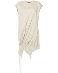 DIESEL - D-Rolletty-Ch Asymmetric Jersey Dress With Sheer Trim - Lyst