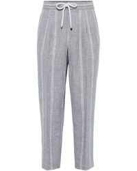 Brunello Cucinelli - Vertical-striped Tapered Trousers - Lyst