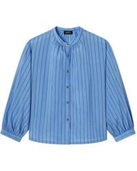 A.P.C. - Bela Striped Officer-Collar Blouse - Lyst