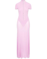 MANURI - Button-Detail Mock-Neck Maxi Dress - Lyst