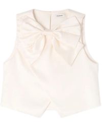 Sandro - Satin Bow Crop Top - Lyst