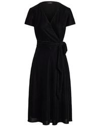 Ralph Lauren - Karla Velvet Wrap Midi Dress - Lyst