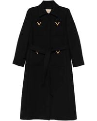 Valentino Garavani - Logo-Detail Single-Breasted Coat - Lyst