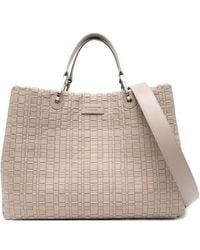 Emporio Armani - Woven Top-Handle Tote Bag - Lyst