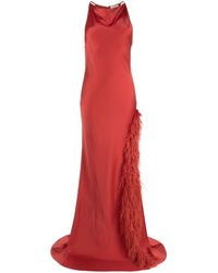 LAPOINTE - Feather-trim Satin Gown - Lyst