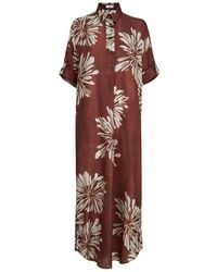 Brunello Cucinelli - Maxi Bloom-Print Monili-Detail Dress - Lyst