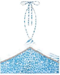 MC2 Saint Barth - Nairobi Halter Bikini Top With Placed Safari Animal Print - Lyst