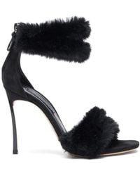 Casadei - Blade Diva Minorca Faux-Fur Sandals - Lyst