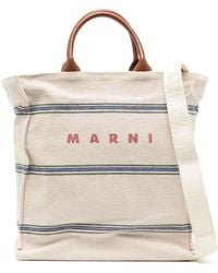 Marni - Logo-Print Canvas Tote Bag - Lyst
