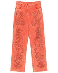 Patrizia Pepe - Bead-Embellished Acid-Wash Jeans - Lyst