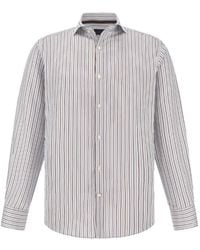 Paul & Shark - Gestreept Overhemd Van Katoenen Twill - Lyst