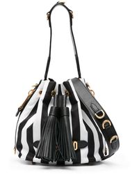Moschino - Logo-lettering Striped Bucket Bag - Lyst